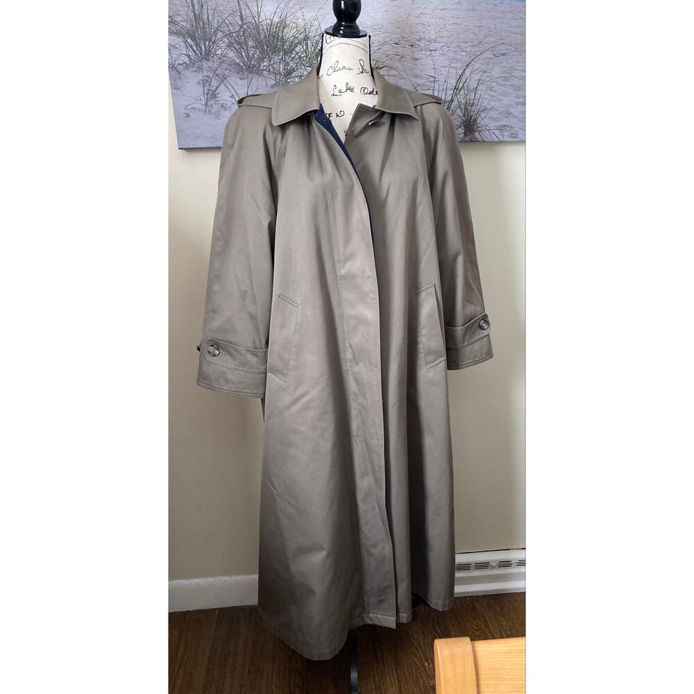 Vintage 1980's classic brown London Fog trench coat, zip out wool lining, sz 14 - Picture 7 of 14